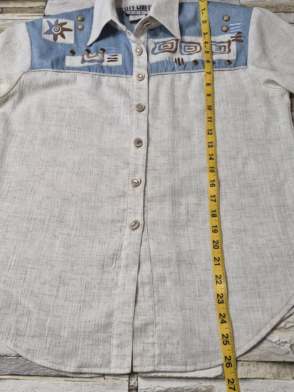 Vintage ​City Girl 2Pc Set Woman's 8/12 Beige Boho Western Linen Classic Retro